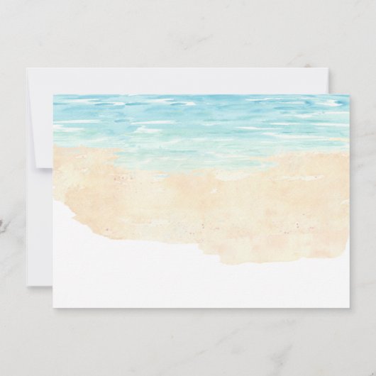手描きの水彩画ビーチウェディングパーティー 招待状 (裏面)