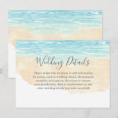 手描きの水彩画ビーチウェディングレセプション 招待状 (正面/裏面)