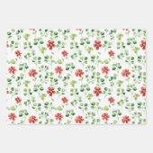 手描きの水彩画ホリデーパターン ラッピングペーパーシート (正面3)