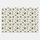 手描きの水彩画ホリデーパターン ラッピングペーパーシート (正面2)