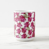 手描きの水彩画 ピンクのバラ コーヒーマグカップ (中央)