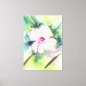 手描きの水彩画 ベリーズのハイビスカスの花 キャンバスプリント (正面)