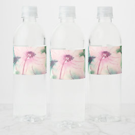 手描きの水彩画 ベリーズのハイビスカスの花 ペットボトルラベル