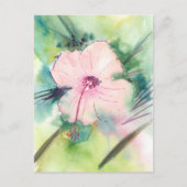 手描きの水彩画 ベリーズのハイビスカスの花 ポストカード (正面)
