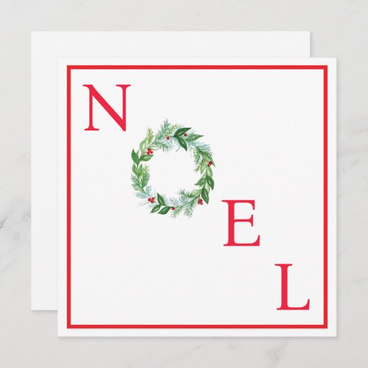 手描きの水彩画 ホリデー リース クリスマス NOEL (正面/裏面)