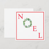 手描きの水彩画 ホリデー リース ノエル シーズンカード (正面/裏面)