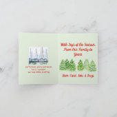 手描きの水彩画 雪の降る冬の木々の写真 シーズンカード (内部)