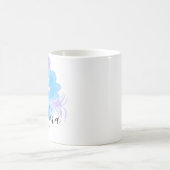 手描きの水彩花のマグカップ 母 祖母 青 紫 コーヒーマグカップ (中央)