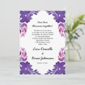 手描きの水彩花の結婚式招待状 招待状 (スタンド正面)