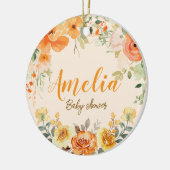 手描きの水彩花イラストのウェディングシャワーデコレーション セラミックオーナメント (左)