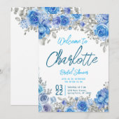 手描きの水彩花イラストのウェディングシャワー招待状 招待状 (正面/裏面)