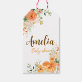 手描きの水彩花イラストのベビーシャワーギフト  ギフトタグ (正面)