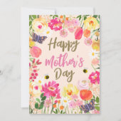 手描きの水彩花園の母の日 カード (正面)