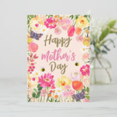 手描きの水彩花園の母の日 カード (スタンド正面)