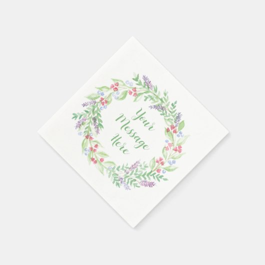 手描きの水彩花輪 スタンダードカクテルナプキン (角)