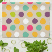 手描きの水玉模様パターン キッチンタオル (折り畳み)