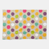 手描きの水玉模様パターン キッチンタオル (横)