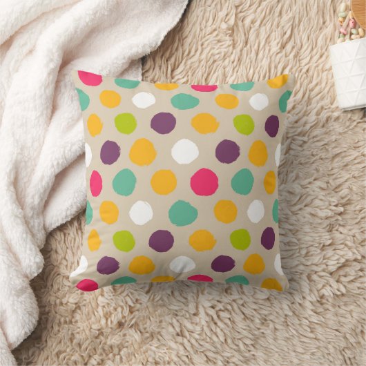 手描きの水玉模様パターン クッション (ブランケット)