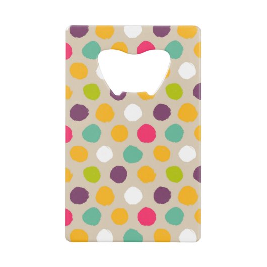 手描きの水玉模様パターン クレジットカード栓抜き (正面)