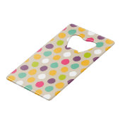 手描きの水玉模様パターン クレジットカード栓抜き (正面アングル)