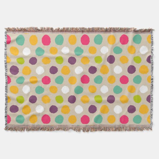 手描きの水玉模様パターン スローブランケット (正面)