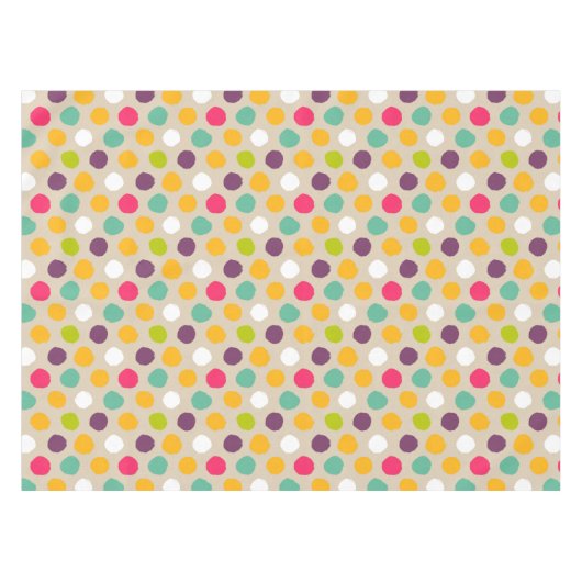 手描きの水玉模様パターン テーブルクロス (正面(横))