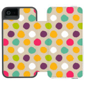 手描きの水玉模様パターン INCIPIO iPhoneウォレットケース (フォリオ Open)