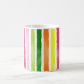 手描きの水色の虹のストライプ色 コーヒーマグカップ (中央)