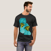 手描きの波と二匹の魚 Tシャツ (正面フル)