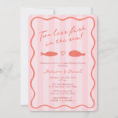 手描きの海に魚が2匹減る カップルシャワー 招待状 (正面)