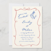 手描きの海事ウェディング・セーブ・ザ・デート 招待状 (正面)