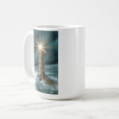 手描きの海辺の灯台 コーヒーマグカップ (正面左)