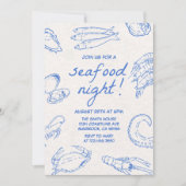 手描きの海鮮ナイトパーティー 招待状 (正面)