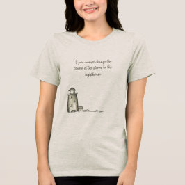 手描きの灯台と岩の平和な風景 トライブレンドＴシャツ