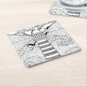 手描きの灯台落書き スクエアペーパーコースター (アングル)