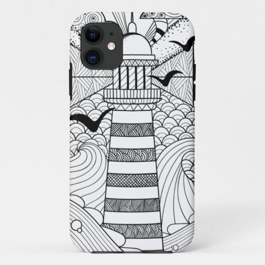手描きの灯台落書き Case-Mate iPhoneケース (裏面)