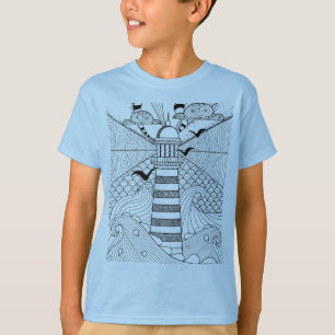 手描きの灯台落書き Tシャツ