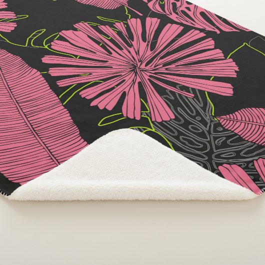 手描きの熱帯葉。異国風の植物。熱帯 シェルパブランケット (3/4)