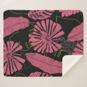 手描きの熱帯葉。異国風の植物。熱帯 シェルパブランケット (正面(横))