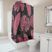 手描きの熱帯葉。異国風の植物。熱帯 シャワーカーテン (インサイチュ)