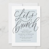 手描きの爽やかな水色の「Let's brunch」デザイン 招待状 (正面)