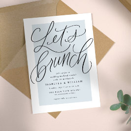 手描きの爽やかな水色の「Let's brunch」デザイン 招待状