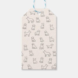 手描きの犬のモノクロパターン  ギフトタグ
