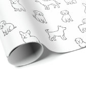 手描きの犬のモノクロパターン  ラッピングペーパー (ロールコーナー)