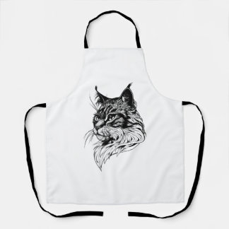 手描きの猫の肖像画 エプロン