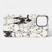 手描きの猫の落書きシームレスパターン iPhoneケース (裏面横)