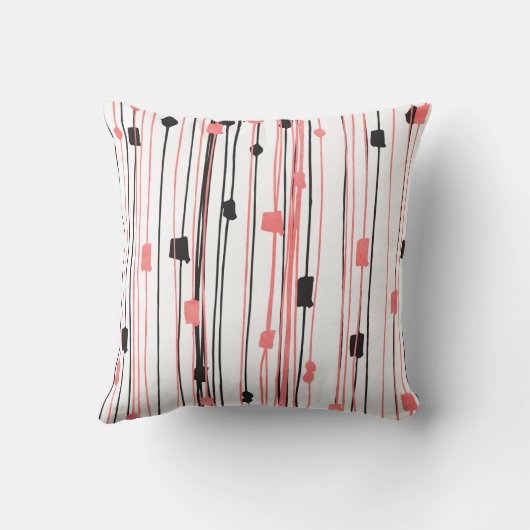 手描きの珊瑚の黒い水彩画の抽象芸術パターン クッション (裏面)