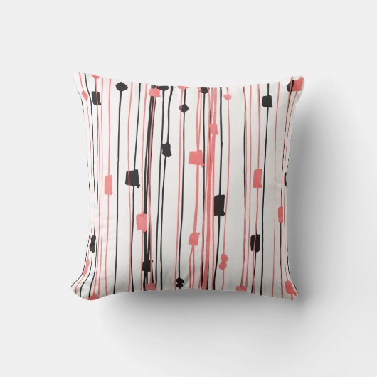手描きの珊瑚の黒い水彩画の抽象芸術パターン クッション (正面)