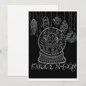 手描きの白いインクのスノーグローブ クリスマス ホリデー (正面/裏面)