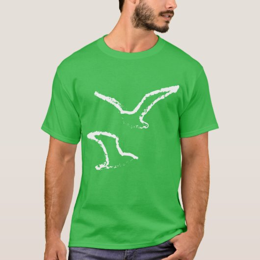 手描きの白いカモメの鳥の友達 Tシャツ (正面)